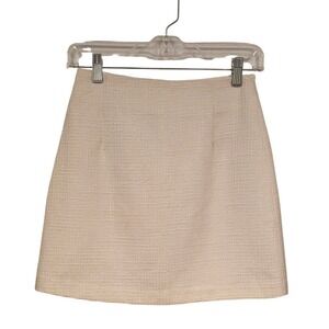 Wave Cream Textured Mini Skirt A Line Boucle Tweed Korea Womens Size S